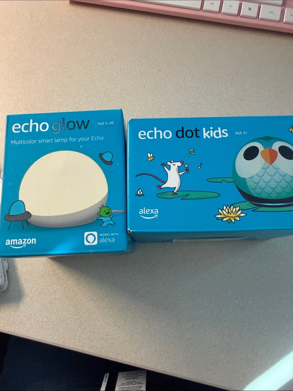 Amazon Echo Dot Kids & Echo Glow Smart Lamp - Blue Packaging